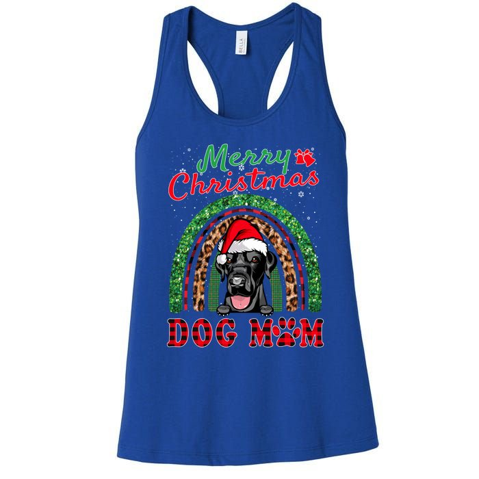 Labrador Retriever Christmas Santa Dog Mom Boho Rainbow Xmas Gift Women's Racerback Tank