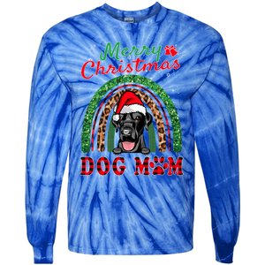 Labrador Retriever Christmas Santa Dog Mom Boho Rainbow Xmas Gift Tie-Dye Long Sleeve Shirt