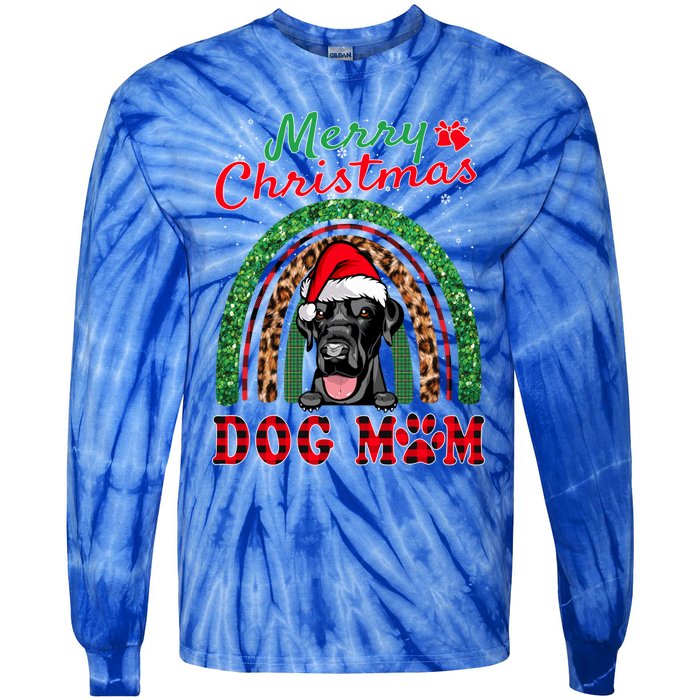 Labrador Retriever Christmas Santa Dog Mom Boho Rainbow Xmas Gift Tie-Dye Long Sleeve Shirt