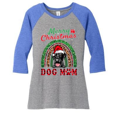 Labrador Retriever Christmas Santa Dog Mom Boho Rainbow Xmas Gift Women's Tri-Blend 3/4-Sleeve Raglan Shirt