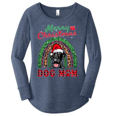 Labrador Retriever Christmas Santa Dog Mom Boho Rainbow Xmas Gift Women's Perfect Tri Tunic Long Sleeve Shirt