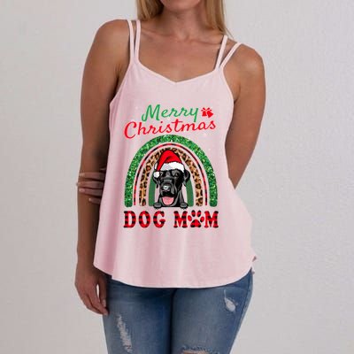 Labrador Retriever Christmas Santa Dog Mom Boho Rainbow Xmas Gift Women's Strappy Tank