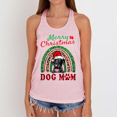 Labrador Retriever Christmas Santa Dog Mom Boho Rainbow Xmas Gift Women's Knotted Racerback Tank