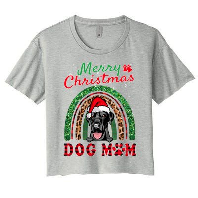 Labrador Retriever Christmas Santa Dog Mom Boho Rainbow Xmas Gift Women's Crop Top Tee