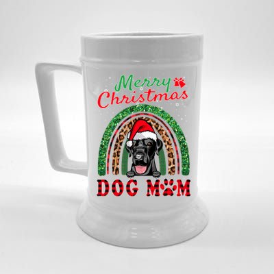 Labrador Retriever Christmas Santa Dog Mom Boho Rainbow Xmas Gift Beer Stein