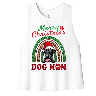 Labrador Retriever Christmas Santa Dog Mom Boho Rainbow Xmas Gift Women's Racerback Cropped Tank