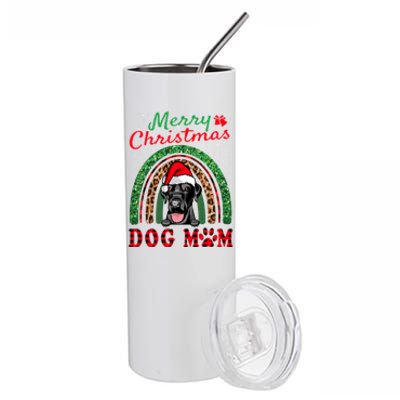 Labrador Retriever Christmas Santa Dog Mom Boho Rainbow Xmas Gift Stainless Steel Tumbler