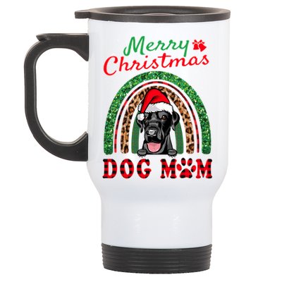 Labrador Retriever Christmas Santa Dog Mom Boho Rainbow Xmas Gift Stainless Steel Travel Mug