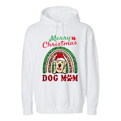 Labrador Retriever Christmas Santa Hat Dog Mom Rainbow Xmas Gift Garment-Dyed Fleece Hoodie