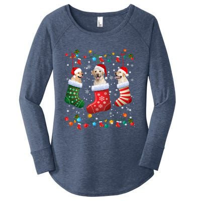 Labrador Retriever Christmas Socks Funny Xmas Dog Lover Cool Gift Women's Perfect Tri Tunic Long Sleeve Shirt