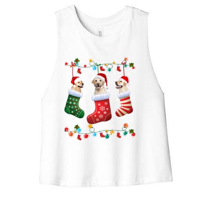 Labrador Retriever Christmas Socks Funny Xmas Dog Lover Cool Gift Women's Racerback Cropped Tank