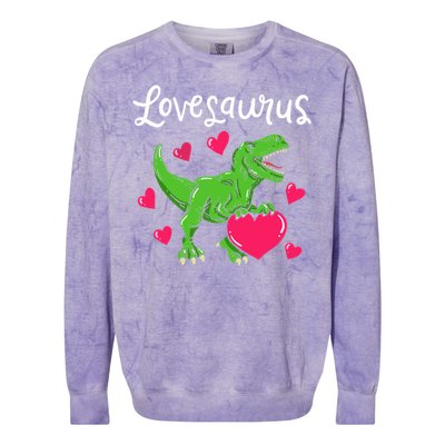 Lovesaurus Rex Cute Valentine's Day Dinosaur Tfunny Giftrex Costume Gift Colorblast Crewneck Sweatshirt