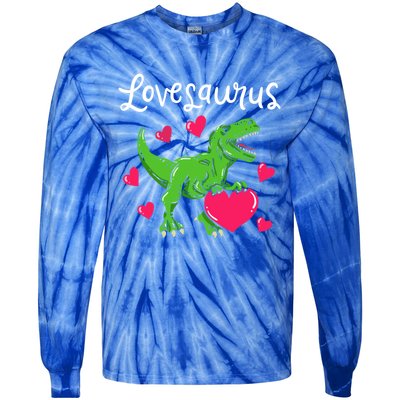 Lovesaurus Rex Cute Valentine's Day Dinosaur Tfunny Giftrex Costume Gift Tie-Dye Long Sleeve Shirt