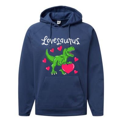 Lovesaurus Rex Cute Valentine's Day Dinosaur Tfunny Giftrex Costume Gift Performance Fleece Hoodie