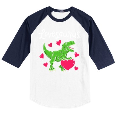 Lovesaurus Rex Cute Valentine's Day Dinosaur Tfunny Giftrex Costume Gift Baseball Sleeve Shirt