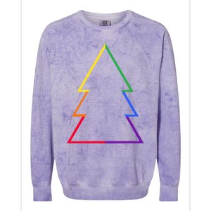 Lgbtq Rainbow Christmas Tree Minimalism Xmas Gay Lesbian Gift Colorblast Crewneck Sweatshirt