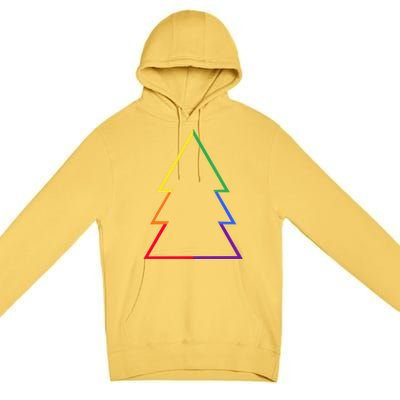 Lgbtq Rainbow Christmas Tree Minimalism Xmas Gay Lesbian Gift Premium Pullover Hoodie