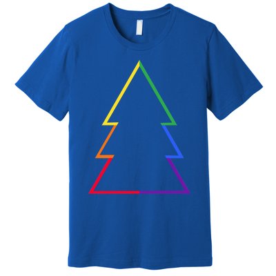 Lgbtq Rainbow Christmas Tree Minimalism Xmas Gay Lesbian Gift Premium T-Shirt