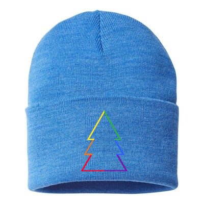 Lgbtq Rainbow Christmas Tree Minimalism Xmas Gay Lesbian Gift Sustainable Knit Beanie