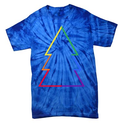 Lgbtq Rainbow Christmas Tree Minimalism Xmas Gay Lesbian Gift Tie-Dye T-Shirt