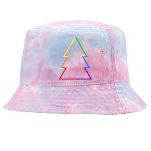 Lgbtq Rainbow Christmas Tree Minimalism Xmas Gay Lesbian Gift Tie-Dyed Bucket Hat