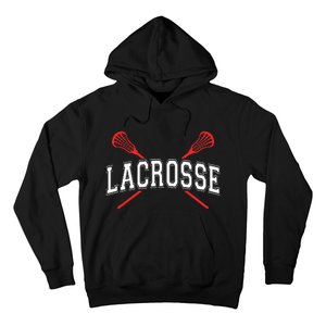 Lacrosse Red Crossed Sticks Hoodie