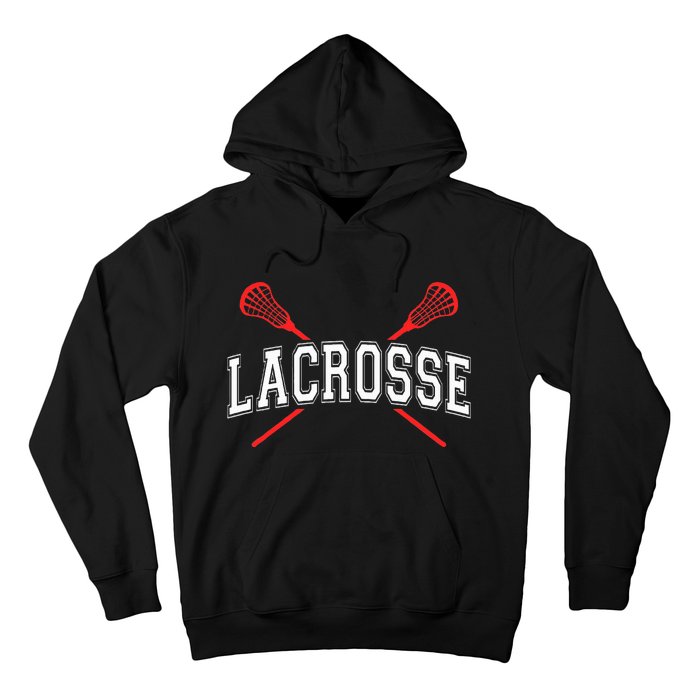 Lacrosse Red Crossed Sticks Hoodie