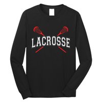 Lacrosse Red Crossed Sticks Long Sleeve Shirt