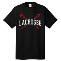 Lacrosse Red Crossed Sticks Tall T-Shirt