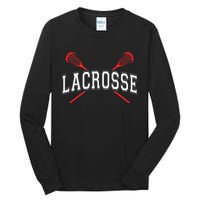 Lacrosse Red Crossed Sticks Tall Long Sleeve T-Shirt