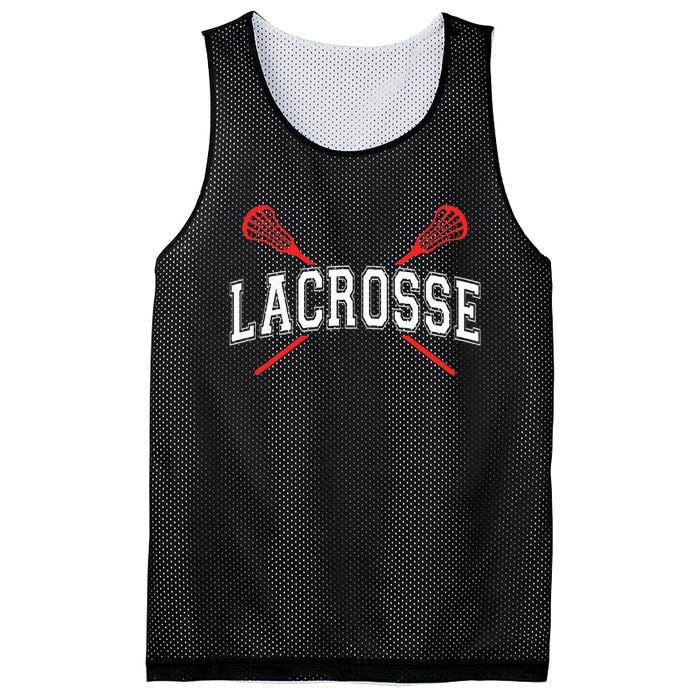 Lacrosse Red Crossed Sticks Mesh Reversible Basketball Jersey Tank