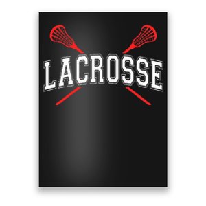 Lacrosse Red Crossed Sticks Poster