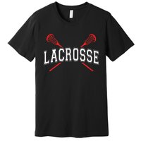 Lacrosse Red Crossed Sticks Premium T-Shirt