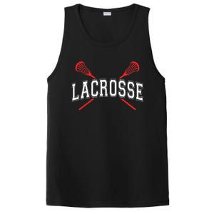 Lacrosse Red Crossed Sticks PosiCharge Competitor Tank