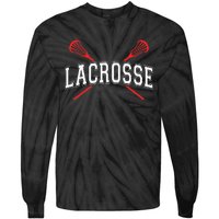 Lacrosse Red Crossed Sticks Tie-Dye Long Sleeve Shirt