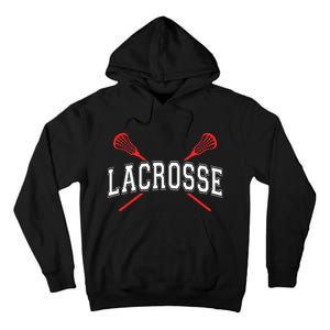 Lacrosse Red Crossed Sticks Tall Hoodie