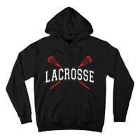 Lacrosse Red Crossed Sticks Tall Hoodie