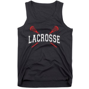 Lacrosse Red Crossed Sticks Tank Top