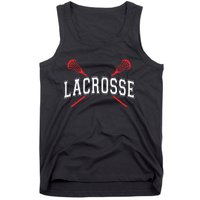 Lacrosse Red Crossed Sticks Tank Top