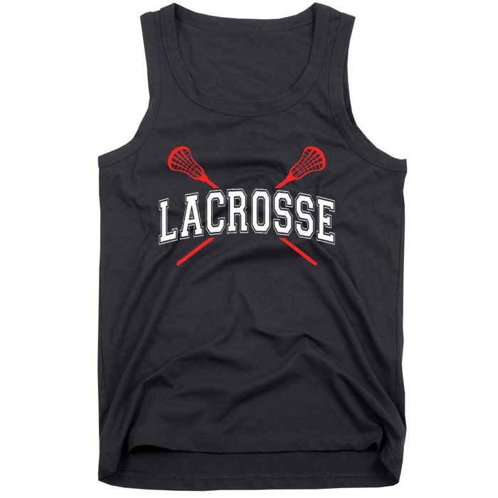 Lacrosse Red Crossed Sticks Tank Top