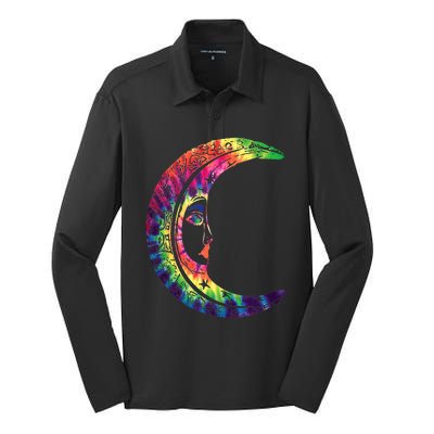 Lgbtq Rainbow Crescent Moon Pride Month Silk Touch Performance Long Sleeve Polo