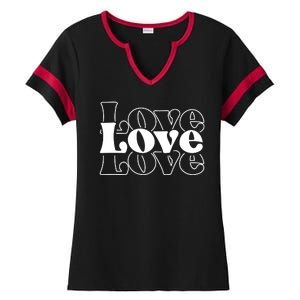 Love Retro Cute Gift Ladies Halftime Notch Neck Tee