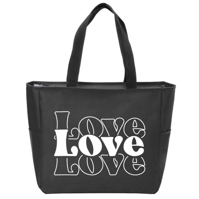 Love Retro Cute Gift Zip Tote Bag
