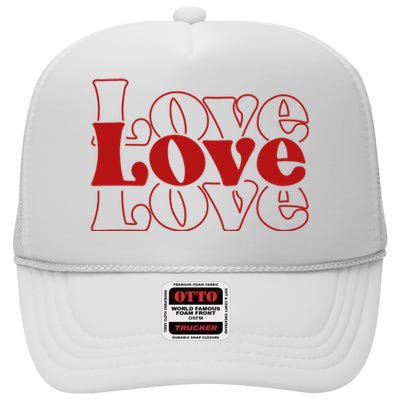 Love Retro Cute Gift High Crown Mesh Back Trucker Hat