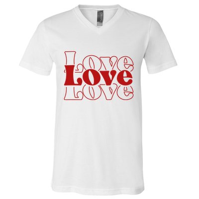 Love Retro Cute Gift V-Neck T-Shirt