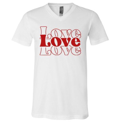 Love Retro Cute Gift V-Neck T-Shirt