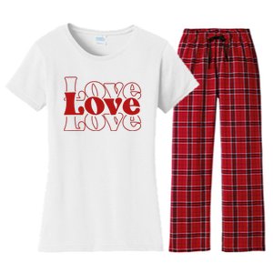 Love Retro Cute Gift Women's Flannel Pajama Set