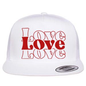 Love Retro Cute Gift Flat Bill Trucker Hat