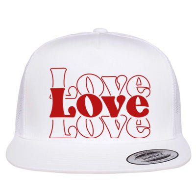 Love Retro Cute Gift Flat Bill Trucker Hat