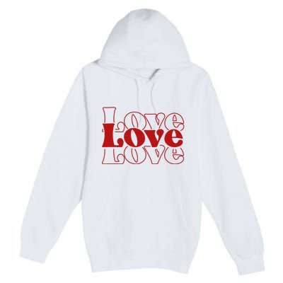 Love Retro Cute Gift Premium Pullover Hoodie